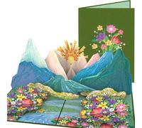 PopLife® Wildflower Meadow & Mountains Carte pop-up 3D - Carte de remerciement, joyeux anniversaire, Saint-Valentin, remerciement, rétablissement - Pour les amateurs de randonnée, les sœurs en plein