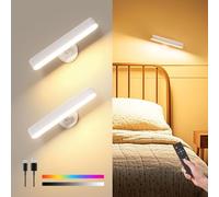 PopoIron Applique murale d'intérieur à batterie 7500 mAh - Rechargeable - Tactile et télécommande - 3 couleurs - Applique murale sans fil - Rotation à 360° - Luminosité variable avec 15 couleurs RVB