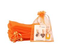 POPOYU 100Pcs Sachet Organza Orange, 9×12cm Pochette Bijoux, Sachet Lavande Vide, Tulle Dragées, Sachet Dragees, Pochon Bijoux, Sac Organza, Sac Cadeau Tissu, Jewellery Drawstring Bag, Pochons