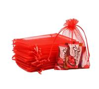 POPOYU 100Pcs Sachet Organza Rouge 10×15cm, Pochette Bijoux, Lavande Vide, Tulle Dragées, Pochon Bijoux, Sac Organza, Sac Cadeau Tissu, Jewellery Drawstring Bag