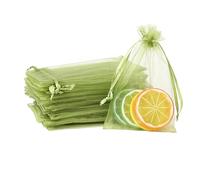POPOYU 100Pcs Sachet Organza Vert, 7×9cm Pochette Bijoux, Sachet Lavande Vide, Tulle Dragées, Sachet Dragees, Pochon Bijoux, Sac Organza, Sac Cadeau Tissu, Jewellery Drawstring Bag, Pochons