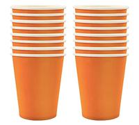 POPOYU 16 Pièces Gobelets Jetables en Carton Orange, Gobelets Jetables pour Enfant et Café, Gobelet Anniversaire, Gobelet Enfant École, Verres Jetables pour Halloween, Automne, Fête, Cocktail,Mariage