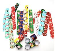 POPOYU 24PCS Slap Bracelet à Claquer Noel,Noel Slap Bandes Slap Bracelet Enfant,Jeu de Bracelets Sac Cadeau pour Filles et Garçons Cadeaux d'anniversaire et de Classe