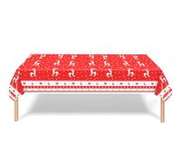 POPOYU Nappe de Noël Anti-Taches Rouge Nappes Imperméable avec Wapiti de Noël Rectangle 108 * 180CM Décoration de Table pour Noël Party Anniversaire Nouvel an Fêtes de Fin d’année Cuisine Buffet