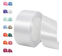POPOYU Ruban Satin Blanc d'Origine Gros 40mm, 23m Polyester, Multiples Occasions