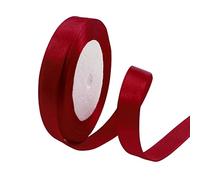POPOYU Ruban Satin Bordeaux 15mm x 23m pour Noël, Cadeau, Emballage, DIY Décoration, Mariage, Anniversaire, Artisanat, Fête, Coffrets, Bouquet, Noeud, Couture