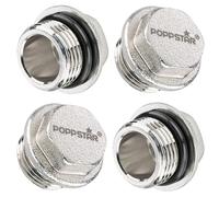 Poppstar Bouchon aveugle en laiton (BSP FE 3/8" (16,66mm), jusqu'à 50bar, 16mm hexagonal) avec joint torique auto-étanche 3/8", 4 pièces