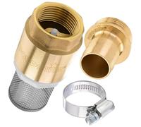 Poppstar crépine aspiration, set de filtre d'aspiration, soupape de pied avec clapet anti-retour 1" en laiton, crépine d'aspiration en acier inoxydable, douille et collier de serrage