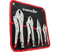 Poppstar Jeu de Pinces de Soudage avec 3x Pince-étau (225/182 / 140 mm) & 1x Pince à Long Bec (170 mm) incl. Sac