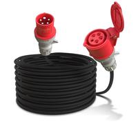 Poppstar rallonge électrique extérieure 20 m courant fort (câble CEE 16A 5 pôles, 400V, IP44, H07RN-F 5G1,5, fiche et coupleur)