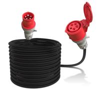 Poppstar rallonge électrique extérieure 25 m courant fort (câble CEE 16A 5 pôles, 400V, IP44, H07RN-F 5G1,5, fiche et coupleur)