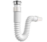 Poppstar Siphon flexible pour Lavabo de salle de bain 1"1/4 x 32 mm (tuyau d’évacuation 320-880 mm), blanc