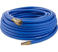 Poppstar Tuyau à Air Comprimé 20 m (PVC Hybride avec Tissu, Diamètre Intérieur 9,2mm avec Raccord Rapide en Laiton & Raccord de Tuyaux) jusqu'à 20 bar, Bleu