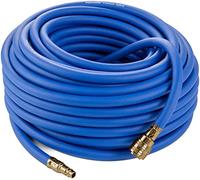 Poppstar Tuyau à Air Comprimé 30 m (PVC Hybride avec Tissu, Diamètre Intérieur 9,2mm avec Raccord Rapide en Laiton & Raccord de Tuyaux) jusqu'à 20 bar, Bleu