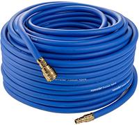 Poppstar Tuyau à Air Comprimé 50 m (PVC Hybride avec Tissu, Diamètre Intérieur 9,2mm avec Raccord Rapide en Laiton & Raccord de Tuyaux) jusqu'à 20 bar, Bleu