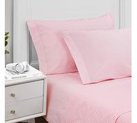 Poppy & Fritz - Parure de lit en Percale de Coton, Nette et Cool, décoration d'intérieur élégante (Rose à Rayures Oxford, lit Simple)