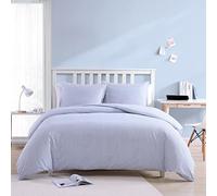 Poppy & Fritz - Parure de lit réversible en Coton avec Housse de Couette pour très Grand lit avec taie(s) Assortie(s), décoration d'intérieur décontractée (Rayures Oxford Bleues), très Grand lit