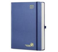 POPRUN Agenda 2026 2027 Journalier A4 Grand Format 30,5 x 21,5 cm | 1 Page par Jour,D'Août 2026 à Juil 2027 12 Mois Scolaire,Couverture Rigide,2 Signets en ruban,Papier 80g/m,Bleu Marine