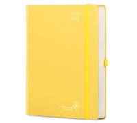 POPRUN Agenda 2026 2027 Journalier A4 Grand Format 30,5 x 21,5 cm | 1 Page par Jour,D'Août 2026 à Juil 2027 12 Mois Scolaire,Couverture Rigide,2 Signets en ruban,Papier 80g/m,Jaune Clair