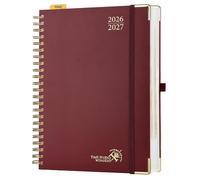 POPRUN Agenda 2026 2027 Journalier A4 Grand Format 30,5 x 22 cm | 1 Page par Jour,Août 2026-Juil 2027 12 Mois Scolaire,Couverture Rigide Spirale,Règle signet,Papier 80g/m², Rouge Bourgogne