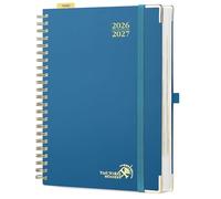POPRUN Agenda 2026 2027 Journalier A4 Grand Format 30,5 x 22 cm | 1 Page par Jour,D'Août 2026 à Juil 2027 12 Mois Scolaire,Couverture Rigide Spirale,Règle signet,Papier 80g/m²,Bleu Nuit