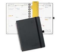 POPRUN Agenda 2026 2027 Semainier 22 x 16,5 cm D'Août 2026 à Déc 2027 | Planner Vertical Scolaire 17 Mois avec Couverture Souple Spirale,Règle-signet,Papier 80g/m²,Noir