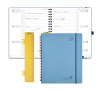 POPRUN Agenda 2026 2027 Semainier 26,5 x 21,5 cm D'Août 2026 à Déc 2027 | Planner Disposition Horizontale Scolaire 17 Mois avec Couverture Souple Spirale,1 Règle-signet,Papier 80g/m²,Aigue Marine