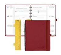 POPRUN Agenda 2026 2027 Semainier 26,5 x 21,5 cm D'Août 2026 à Déc 2027 | Planner Disposition Horizontale Scolaire 17 Mois avec Couverture Souple Spirale,1 Règle-signet,Papier 80gsm, Rouge Bourgogne
