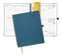 POPRUN Agenda 2026 2027 Semainier 26,5 x 21,5 cm D'Août 2026 à Déc 2027 | Planner Vertical Scolaire 17 Mois avec Couverture Souple Spirale,Règle-signet,Papier 80g/m²,Bleu Nuit