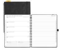 POPRUN Agenda 2026 2027 Semainier avec Page de Note D'Août 2026 à Déc 2027 | Planner Scolaire Grand 26,5 x 21,5 cm,Couverture Souple Spirale,Onglets Mensuels,Papier 80g/m²,Règle signet,Noir