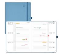 POPRUN Agenda 2026 2027 Semainier Disposition Horizontale 26,5 x 21,5 cm | D'Août 2026 à Déc 2027,17 Mois Planner Scolaire,Couverture Rigide,2 Sigent Ruban,Papier 80g/m²,Aigue Marine