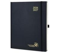 POPRUN Agenda 2026 2027 Semainier Vertical 26,5 x 21,5cm,Août 2026-Déc 2027 | 17 Mois Planner Scolaire,Couverture Rigide avec Intervalles de 30 minutes,Papier 80g/m²,Noir