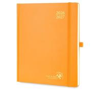 POPRUN Agenda 2026 2027 Semainier Vertical 26,5 x 21,5cm,Août 2026-Déc 2027 | 17 Mois Planner Scolaire,Couverture Rigide avec Intervalles de 30 minutes,Papier 80g/m²,Orange