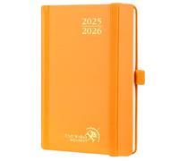 POPRUN Agenda De poche 2025 2026 Semainier 16 x 10,5 cm D'Août 2025 à Déc 2026, Petit Planner Scolaire 17 Mois, Couverture Rigide avec Intervalle Horaire, Papier 80g/m², Orange