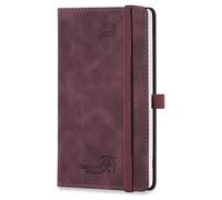 POPRUN Agenda de Poche 2026 2027 Semainier 16,5 x 9 cm,Août 2026-Déc 2027 | Petit Planner Scolaire 17 Mois, Couverture rigide en PU velouté,Papier 70g/m²,Bordeaux