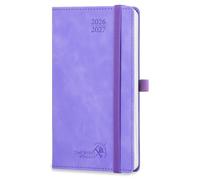POPRUN Agenda de Poche 2026 2027 Semainier 16,5 x 9 cm,Août 2026-Déc 2027 | Petit Planner Scolaire 17 Mois, Couverture rigide en PU velouté,Papier 70g/m²,Lilas