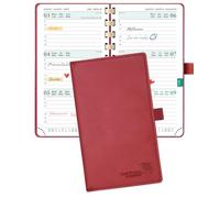 POPRUN Agenda de Poche 2026 2027 Semainier 16,5 x 9 cm,Août 2026-Déc 2027 | Petit Planner Scolaire 17 Mois avec Couverture Souple Spirale,Fente Pour Carte,Papier 80g/m²,Rouge Bourgogne