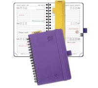 POPRUN Agenda de Poche 2026 2027 Semainier 16 x 10,5 cm,Août 2026-Déc 2027 | A6 Petit Planner Scolaire 17 Mois,Couverture Souple Spirale,Règle-signet,Papier 80g/m²,Pourpre