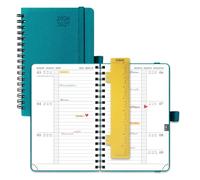 POPRUN Agenda de Poche 2026 2027 Semainier A6(16x10,5cm),Août 2026-Déc 2027 | Petit Planner Vue Horizontale Scolaire 17 Mois,Couverture Souple Spirale,1 Règle-signet,Papier 80g/m²,Vert Pacifique