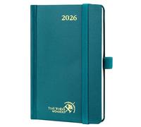 POPRUN Agenda de Poche 2026 A6 Semainier 16 x 10,5 cm | Couverture Rigide,Petit Agenda,D'Jan 2026 à Déc 2026,12 Mois,Avec signet à 2 rubans,Papier 100 g/m²,Pacifique Vert