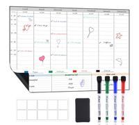 POPRUN Calendrier Magnetique Frigo 43 x 28 cm, Planning Semaine effaçable, Tableau Blanc Magnétique et Organisateur Hebdomadaire pour Tâches, Menus et Planification des Projets - en Français