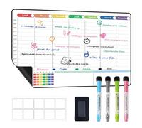 POPRUN Planning Semaine Magnetique, Tableau Semainer Effacable | Emploi du Temps, Planificateur Hebdomadaire, Calendrier des Taches Ménagères, Organisateur, 42 x 28 cm