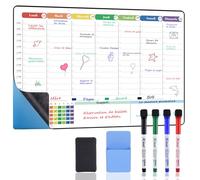 POPRUN Tableau Blanc Effaçable Adhésif 42×28 cm, Planning Semaine pour Frigo et Mural, Calendrier Familial pour Organisation Quotidienne, Planification des Menus et Liste de Courses