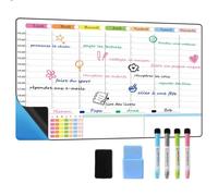 POPRUN Tableau Semaine Effacable, Planning Hebdomadaire Effacable Mural | Grand Semainier, Calendrier Adhésif, Planificateur, Organisateur Familial, 60 x 40 cm