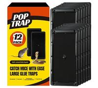 POPTRAP Lot de 12 pièges à souris super collants avec colle ultra forte, parfum de beurre d'arachide pour intérieur et extérieur, non toxique et durable