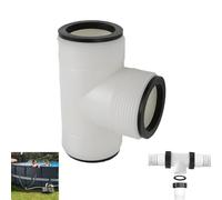 POPUBBY Raccord de Tuyau en T pour Piscine 38 mm, Connecteur Adaptateur de Tuyau de Piscine à 3 Voies Kit Raccordement Piscine 1,5 Pouces Pool Hose T Splitter pour I-ntex Coleman