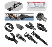 POPULO Kit d'accessoires professionnels 9 en 1 pour canalisation : grand coupe-racines à 6 lames et 8 pièces de fixation pour tarière, pour tuyaux de 3,8 à 10,2 cm, annihile les racines des arbres et