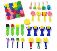 poraceous 48 Pièces Pinceaux Éponge pour Enfants, Pinceaux Peinture Enfant | Pinceaux Éponge Peinture, Éponge Brosses de Peinture Kit, Peinture Eponge Lot de Pinceaux, Pinceau Mousse Éponges à Peinture
