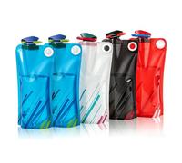 poraceous 5 Pièces Gourdes Pliables de 500ml, Bouteilles d'Eau Pliable | Portable Bouteille d'Eau Réutilisable avec Crochet, Gourde Souple, Flasque Running, Poche A Eaus, pour Randonnée, Festivals