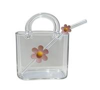 Porceosy Tasse en verre transparent en forme de sac à main de 750 ml pour jus, cocktail, café glacé, joli sac à main en verre, vase décoratif pour poisson, vase à main pour fête (1, lot B)